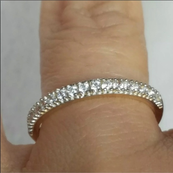New Solid 14k Gold half Eternity Wedding Band Ring - Picture 2 of 7